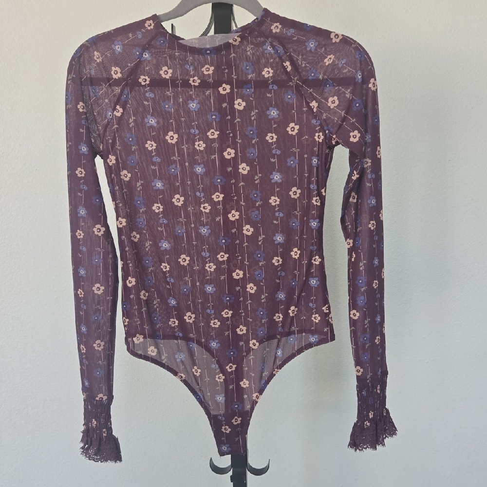 Free People Purple Floral Bodysuit